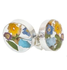 Pressed Flower Bouquet Round Stud Earrings - Mixed Colors, Mexico
