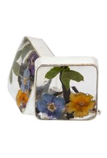 Pressed Flower Square Stud Earrings - Mixed Colors, Mexico