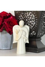 Soapstone Angel Holding Cat Sculpture, Kenya