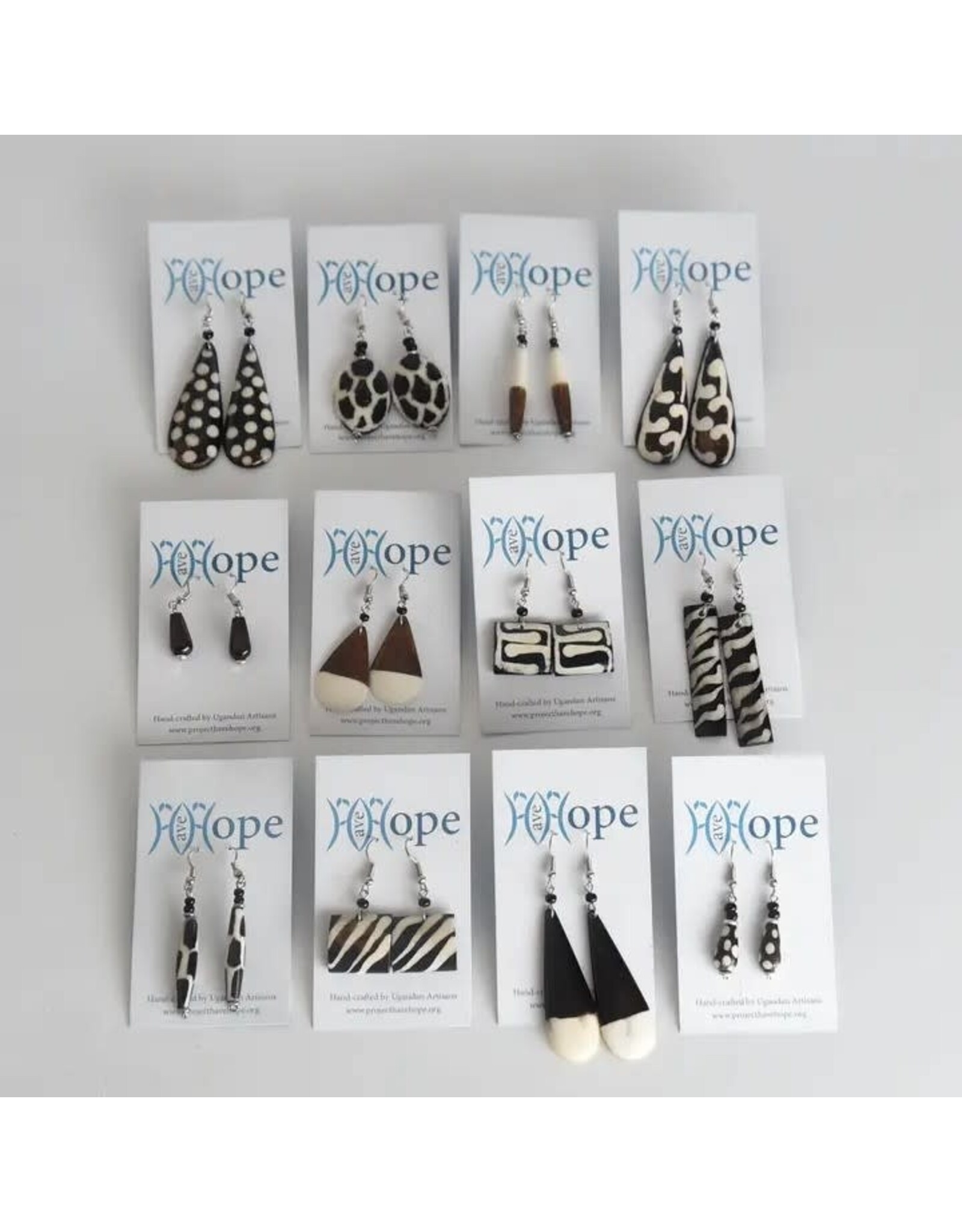 Geometric Bone Earrings, Uganda