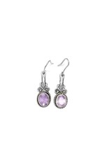 Earring with Floral Setting, Amethyst, Nepal