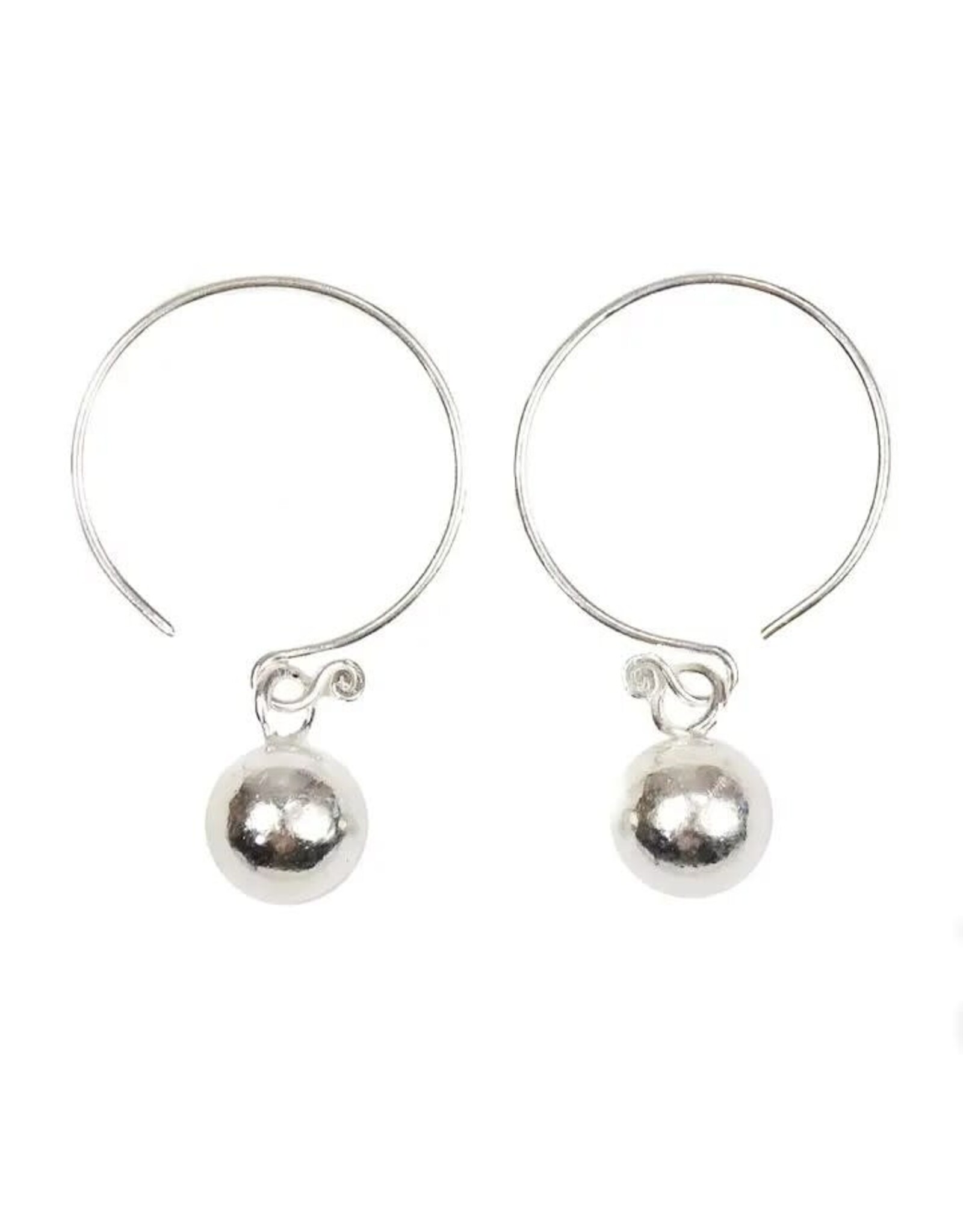 Silver Ball Tribal Earrings, Thailand