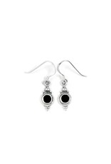 Small Earring with Round Stone, Black