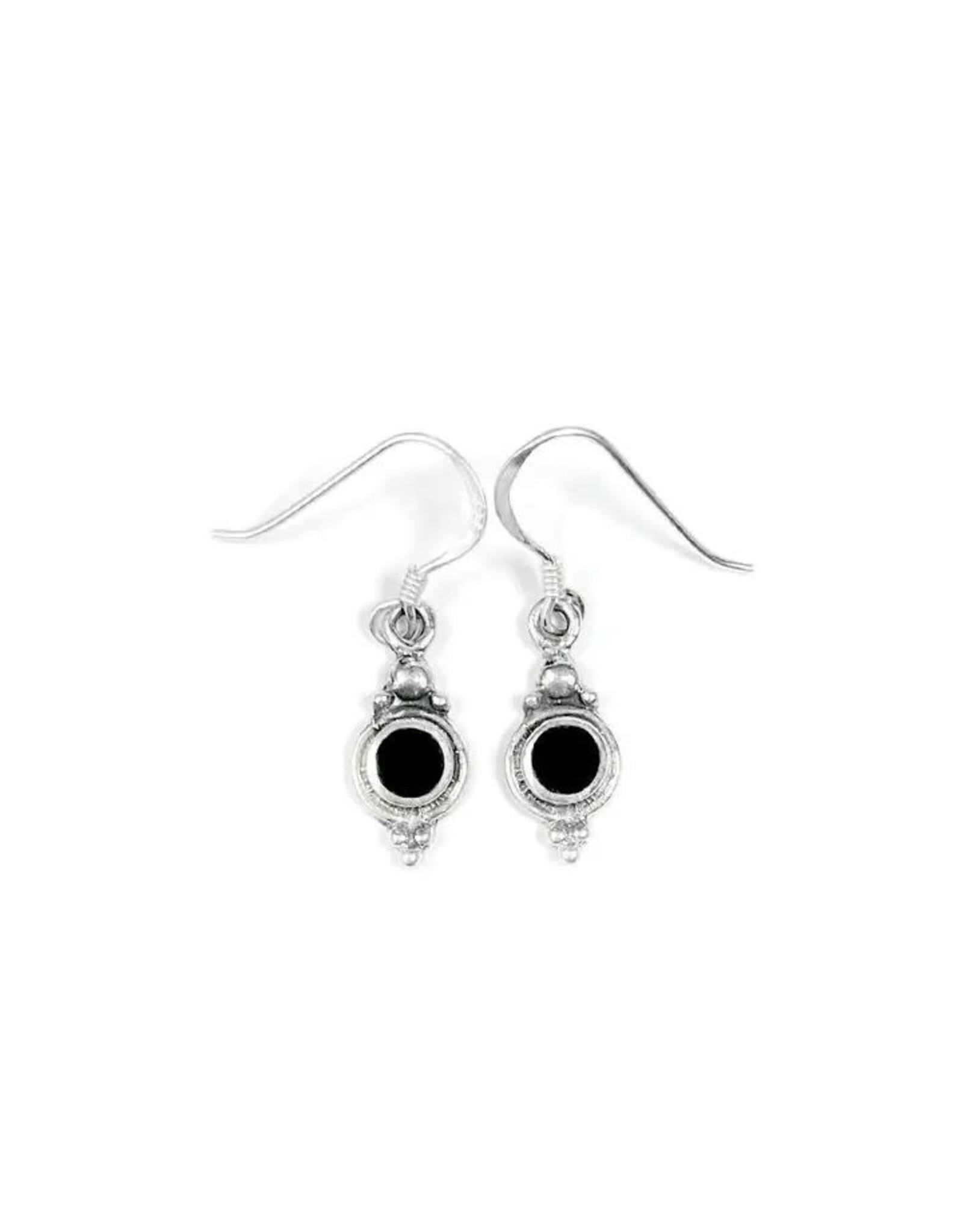 Small Earring with Round Stone, Black