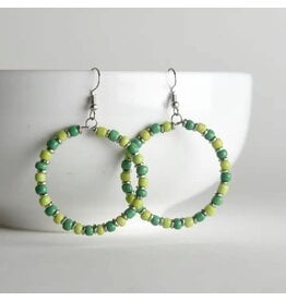 Glass Bead Hoops, Green,  Uganda