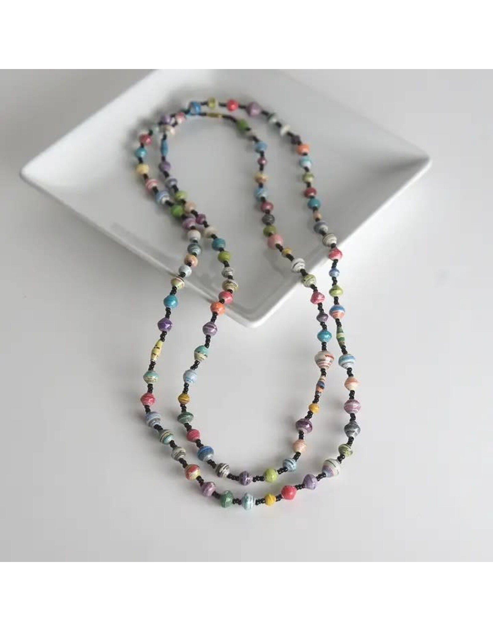 Katoga (Mixture) Multi Color Necklace, Paper Beads, Gold Beads, Uganda