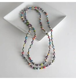 Katoga (Mixture) Multi Color Necklace, Paper Beads, Gold Beads, Uganda