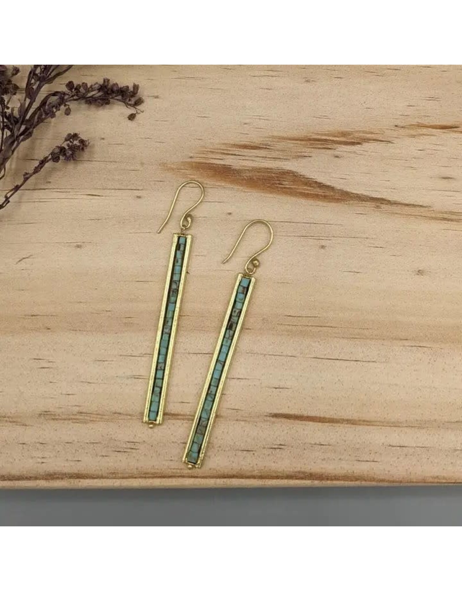 Framed Turquoise Bead Earrings, India