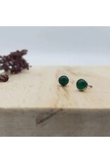 Sterling and Round Stone Studs, Green Onyx, India
