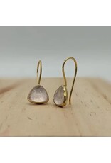 Rose Quartz Triangle Earrings