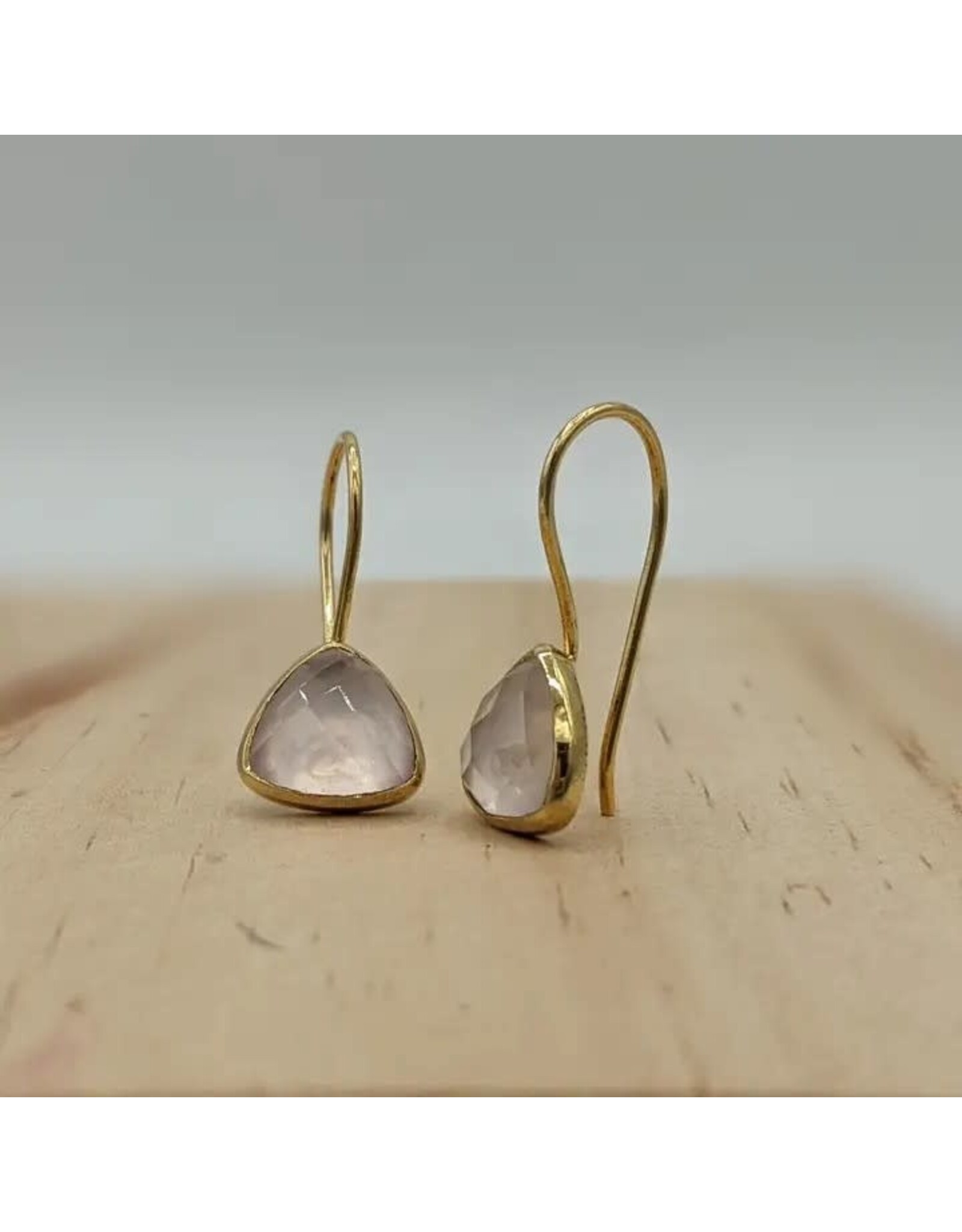 Rose Quartz Triangle Earrings