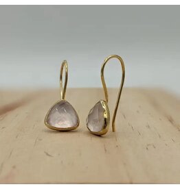 Rose Quartz Triangle Earrings