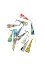 Glass Bead and Wire Triangle Swirl Earrings, Guatemala