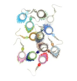 Small Beaded & Wire Fringe Earrings, Guatemala
