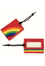 Luggage Tag Rainbow on Red Background