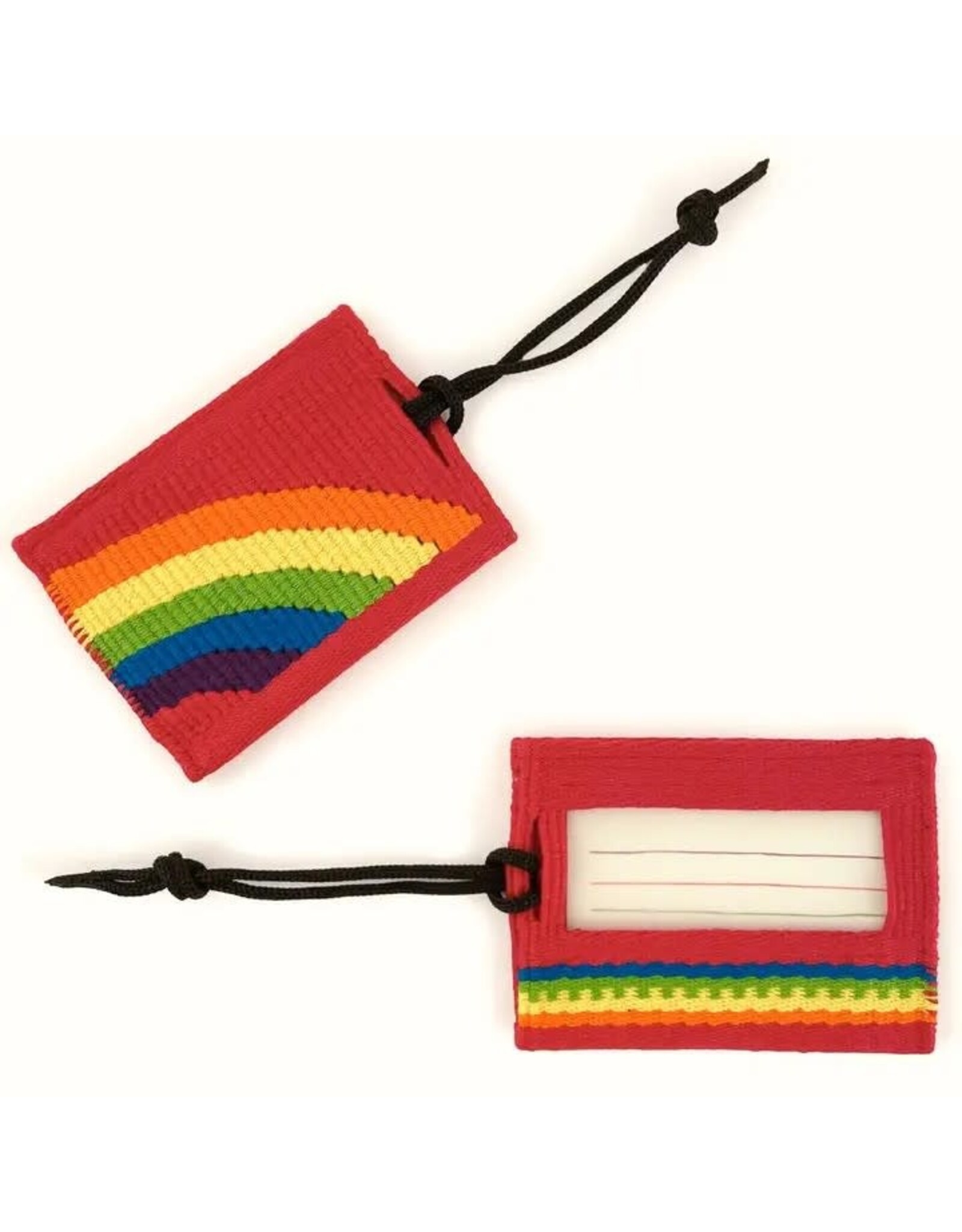Luggage Tag Rainbow on Red Background