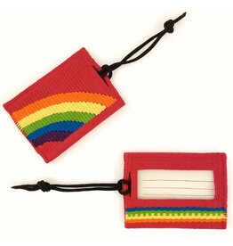 Luggage Tag Rainbow on Red Background