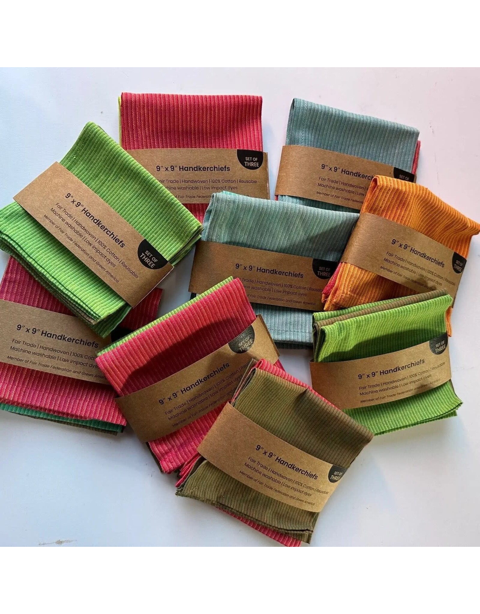 Trade roots 9 x 9 Cotton Handkerchief, Assorted Colors