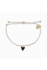 Trade roots Pura Vida, Petite Heart Gold  Vanilla w/ Black Heart