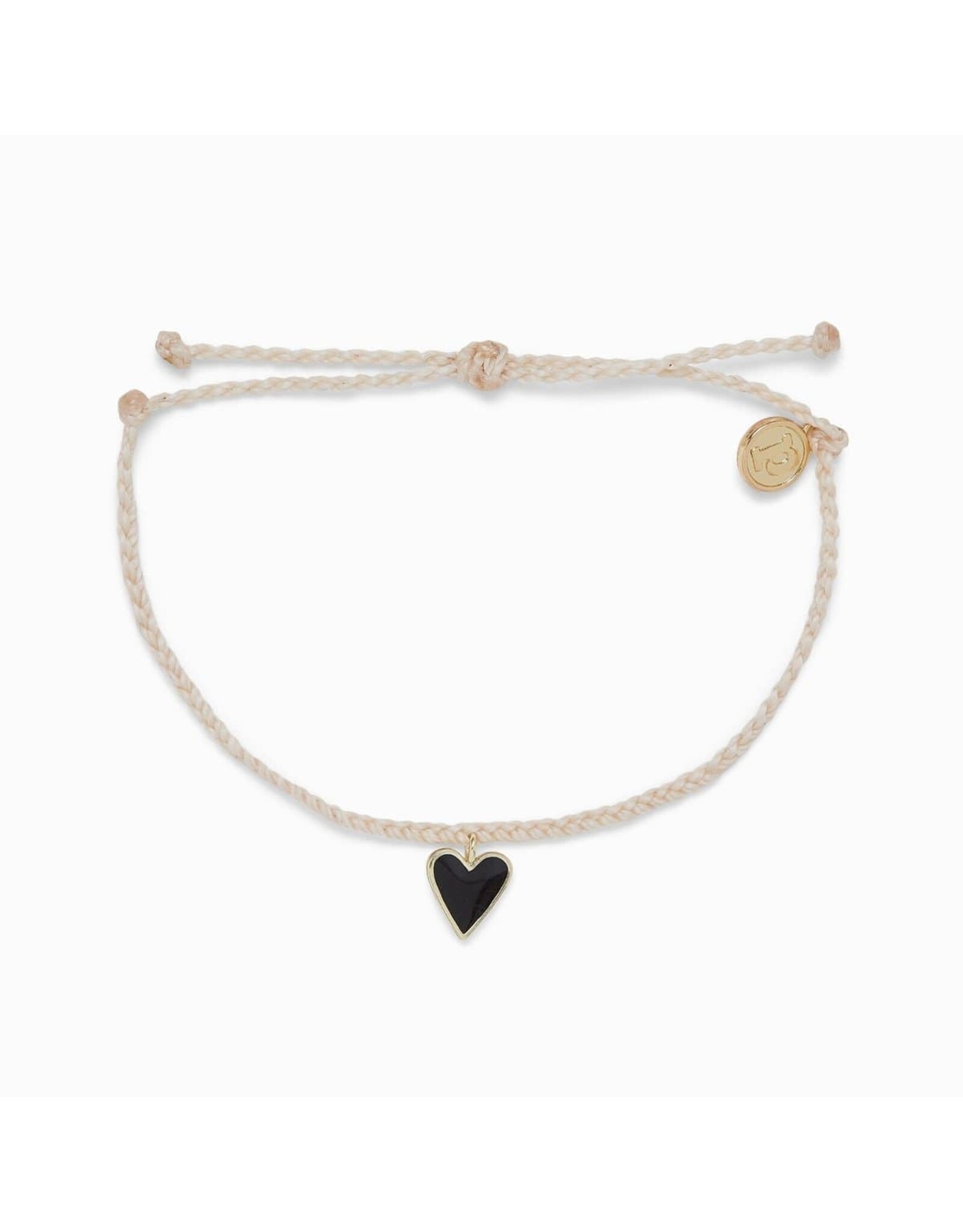 Trade roots Pura Vida, Petite Heart Gold  Vanilla w/ Black Heart