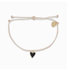 Trade roots Pura Vida, Petite Heart Gold  Vanilla w/ Black Heart