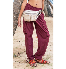 Cargo Pants Cotton Linen | Burgundy