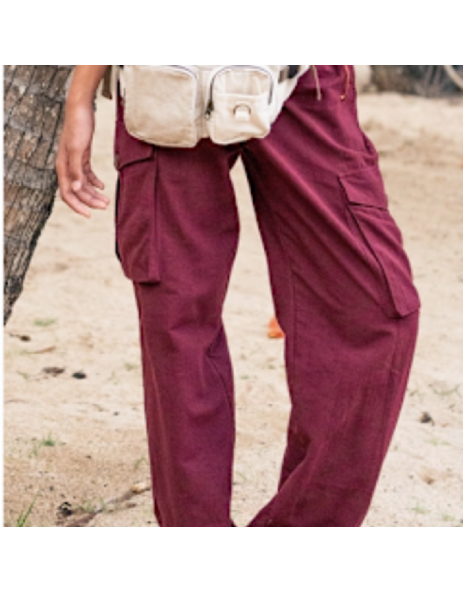 Cargo Pants Cotton Linen | Burgundy