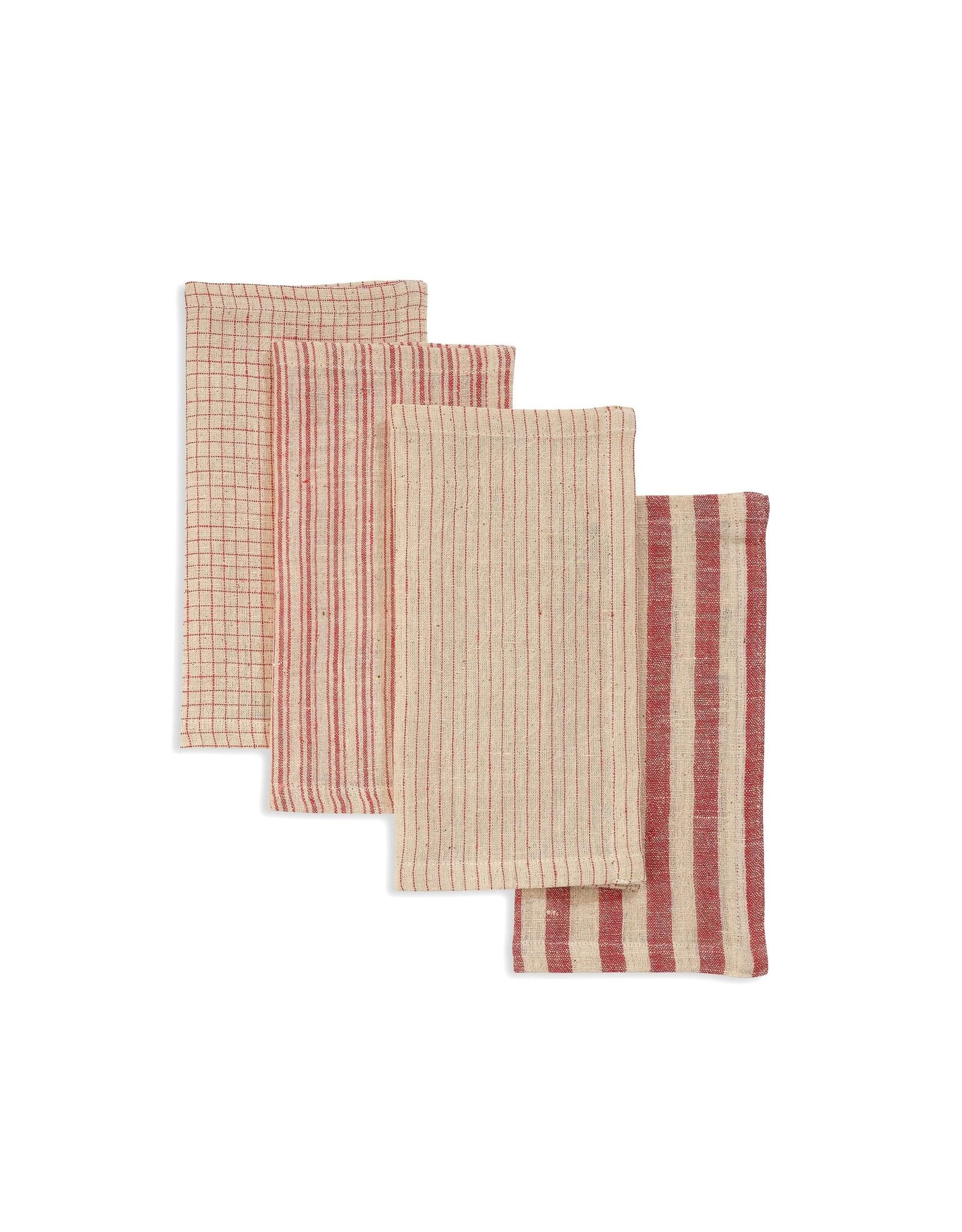 Melange Cotton Red Napkins, 9x9, Set of 4, India
