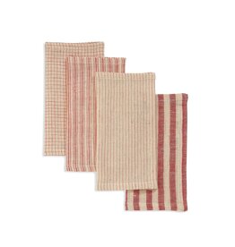Melange Cotton Red Napkins, 9x9, Set of 4, India