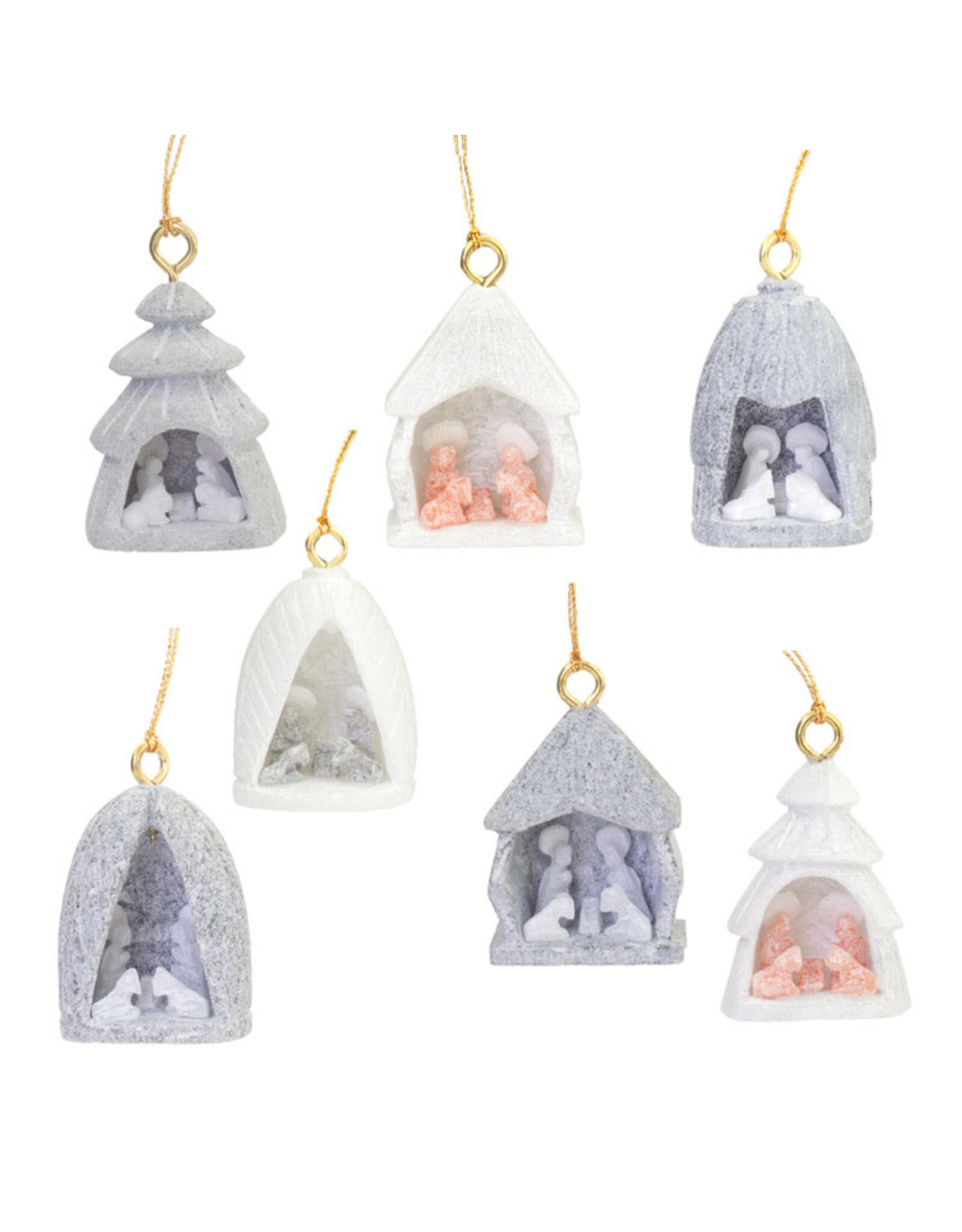 Mini Nativity Alabaster Carved Ornament, INDIVIDUAL