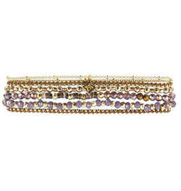 Ellen Dainty Fair Trade Wrap Bracelet - Crystal and Stone Lavender. Thailand