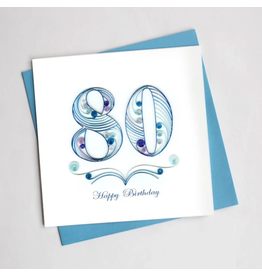 Happy 80th Birthday Quill Card