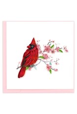 Quilled Cardinal & Cherry Blossom Greeting Card
