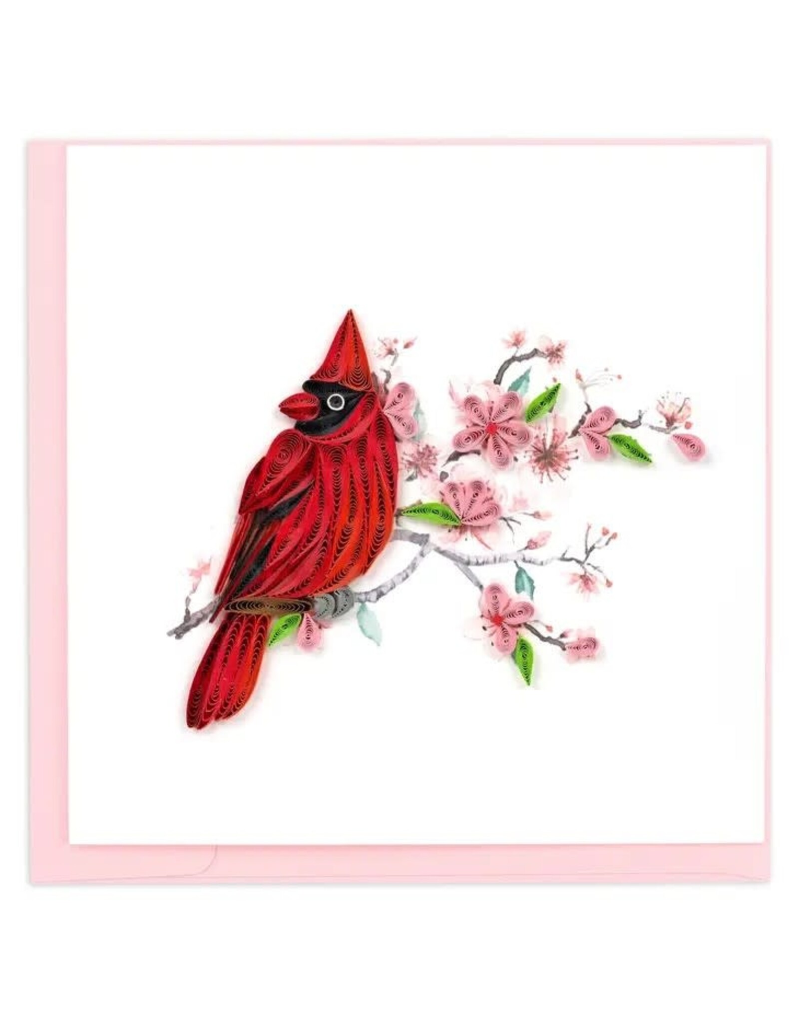 Quilled Cardinal & Cherry Blossom Greeting Card