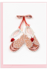 Knitted Pink Baby Booties Quill Enclosure Card,  Vietnam