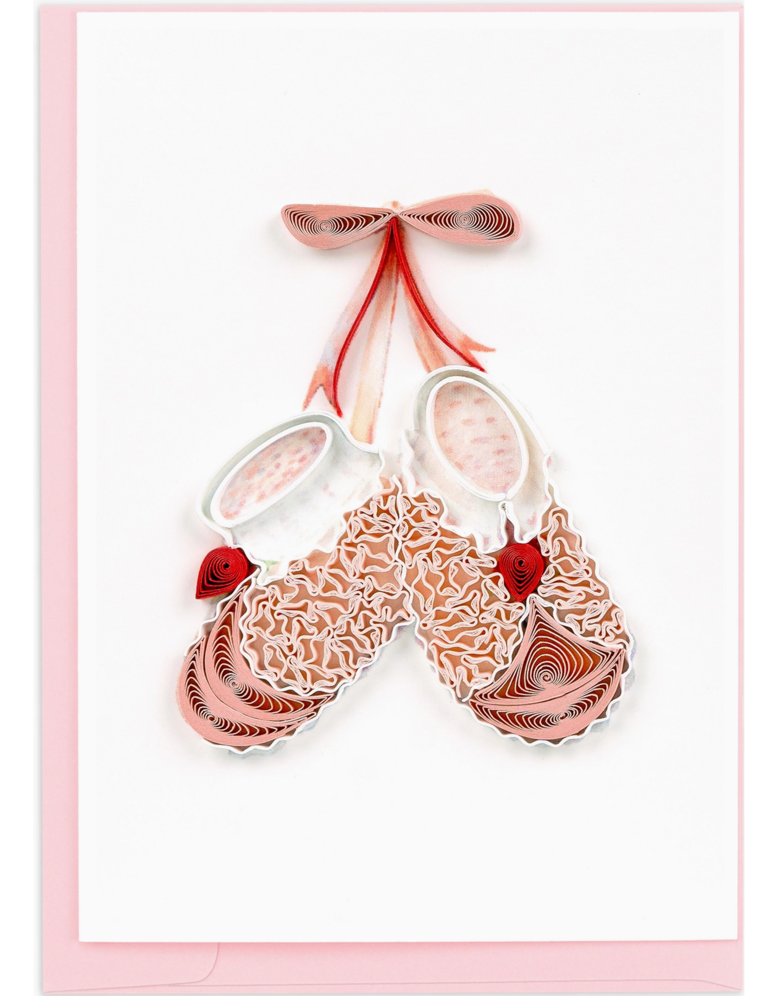Knitted Pink Baby Booties Quill Enclosure Card,  Vietnam