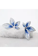 Flourish Blue and Silver Leaf Earrings