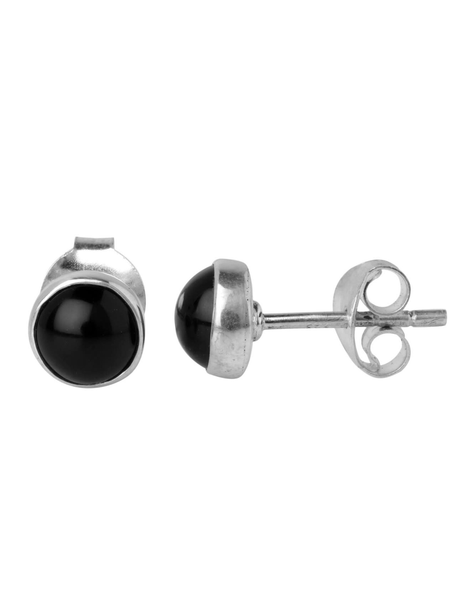 Sterling and Round Stone Studs, Onyx, India