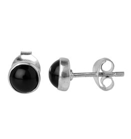 Sterling and Round Stone Studs, Onyx, India