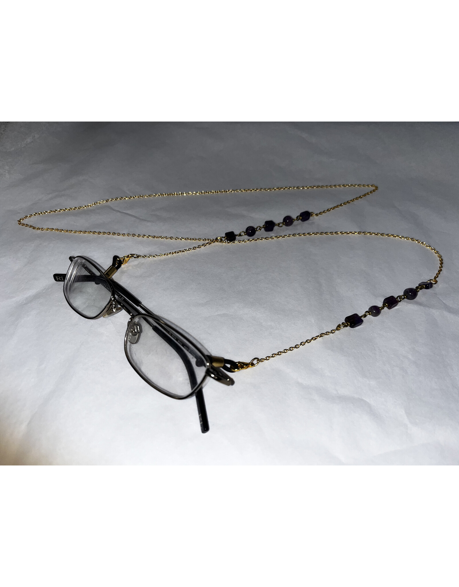 Amethyst and Brass Eyeglass Chain