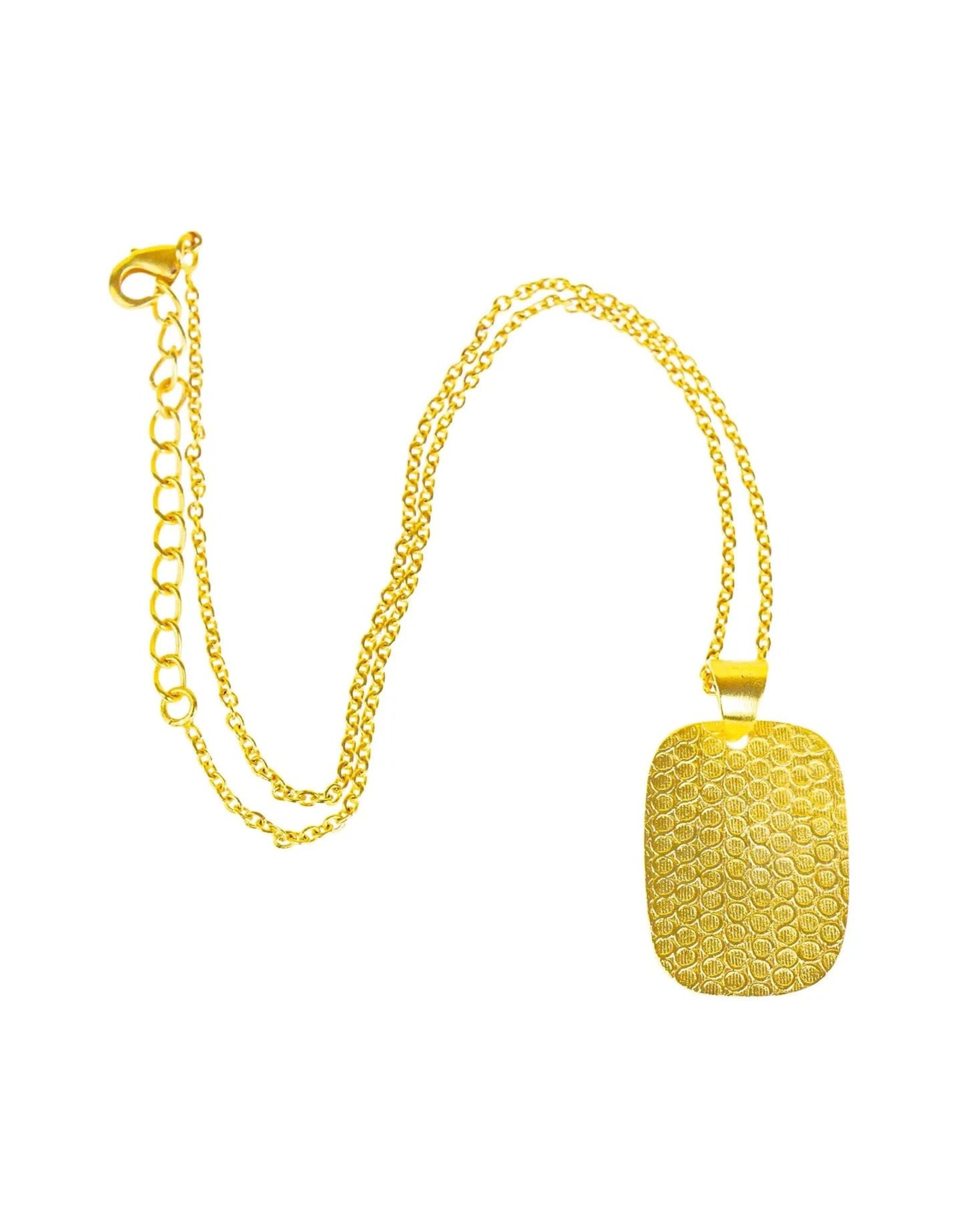 Brass Hammered Rectangle Pendant, India