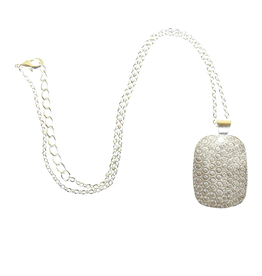 Silver Colored Hammered Dog Tag Pendant Necklace, India