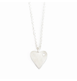 Silverpolished Heart On Brass Silver Necklace, India Silverpolished Heart On Brass Silver Necklace, India