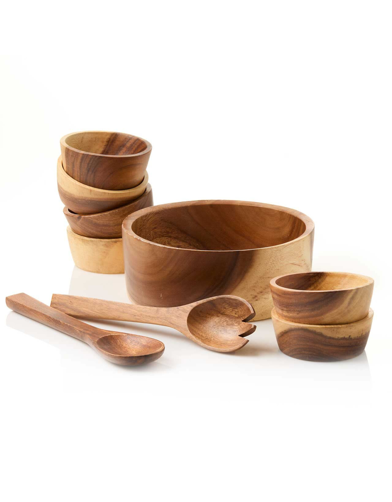 Acacia Wood Salad Serving Set, India 9pc