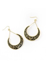 Nisha Crescent Moon Hoop Earrings - Gold, Black