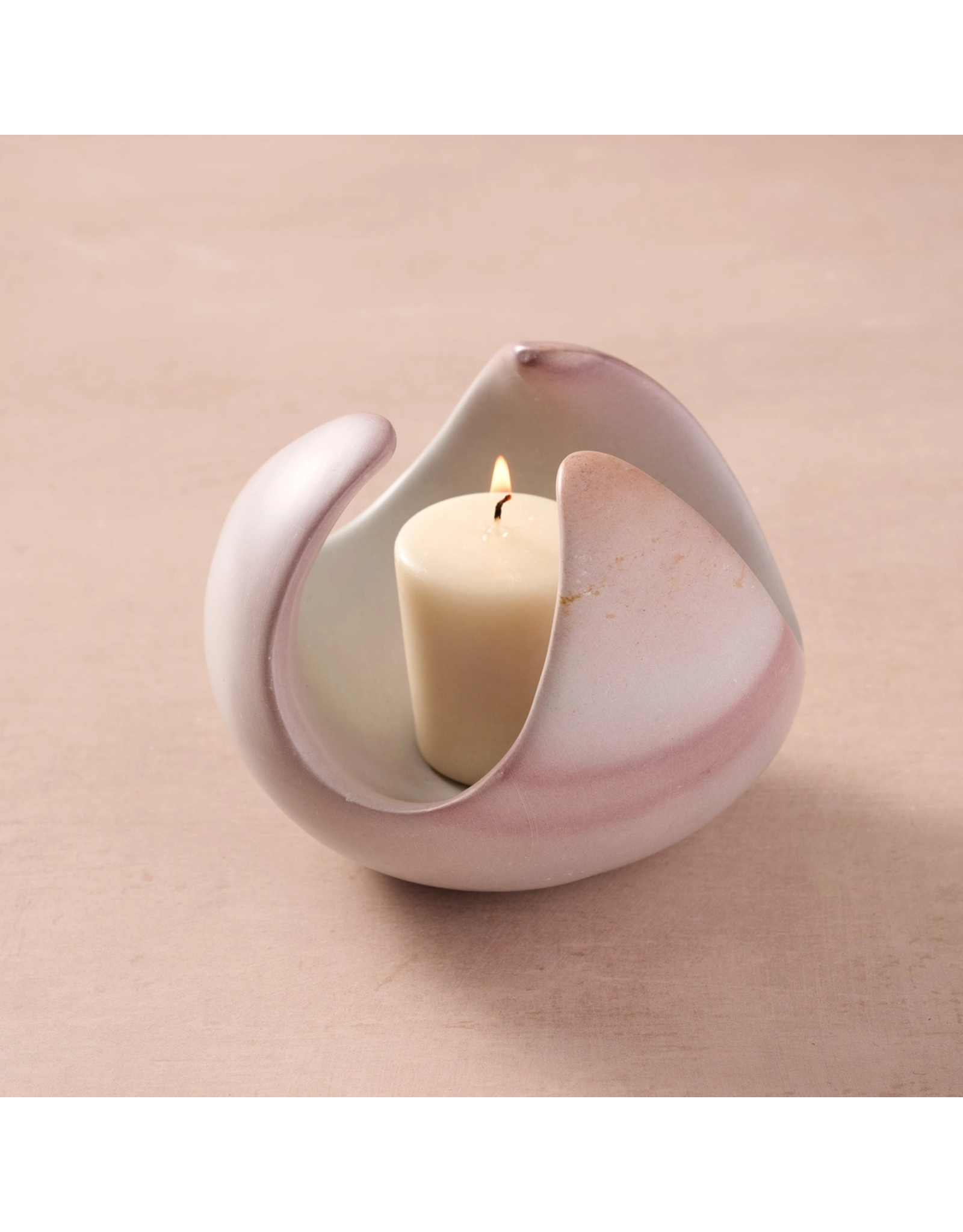 Maua Lotus Soapstone Tealight Holder, Kenya
