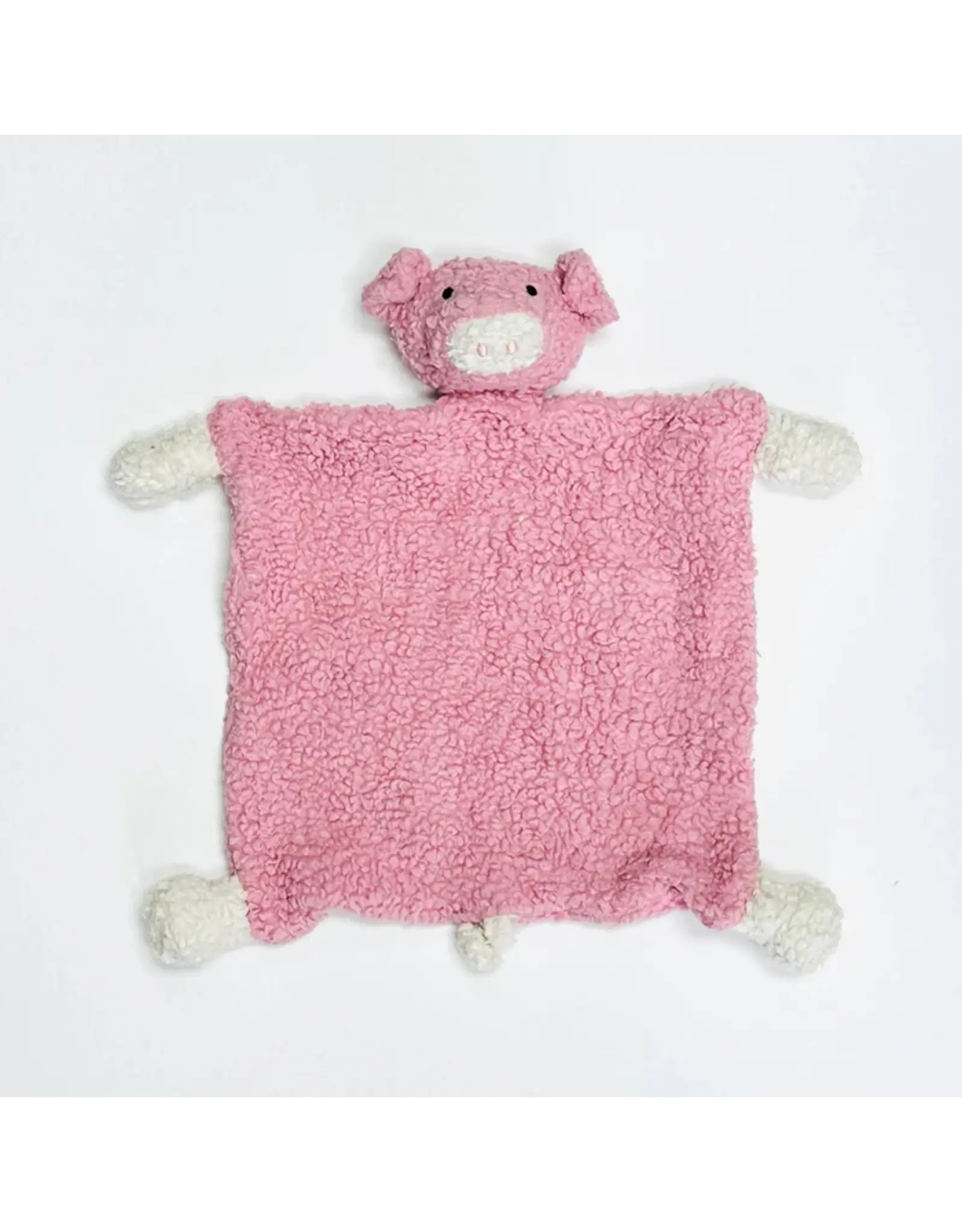 Organic Sherpa Lovey Baby Security Blanket Cuddle Cloth, PIG, Blush