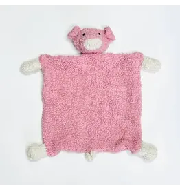 Organic Sherpa Lovey Baby Security Blanket Cuddle Cloth, PIG, Blush