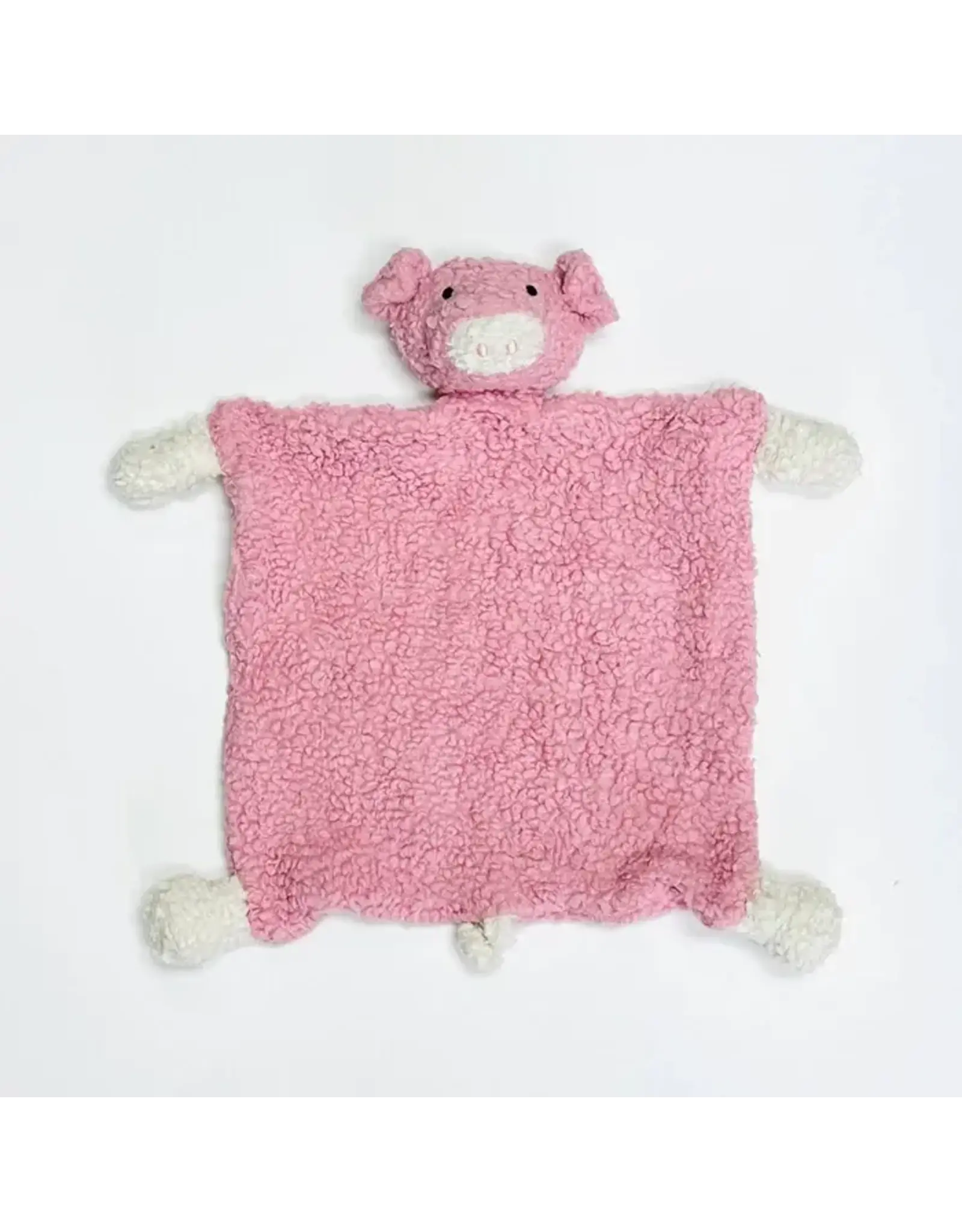 Organic Sherpa Lovey Baby Security Blanket Cuddle Cloth, PIG, Blush