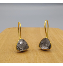 Black Rutile Triangle Earrings, India